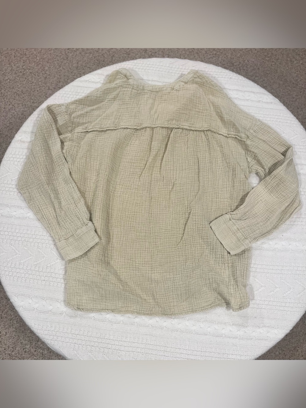 Dokotoo Beige Double Gauze Cotton Henley Tunic Top - Size Medium - Picture 2 of 7